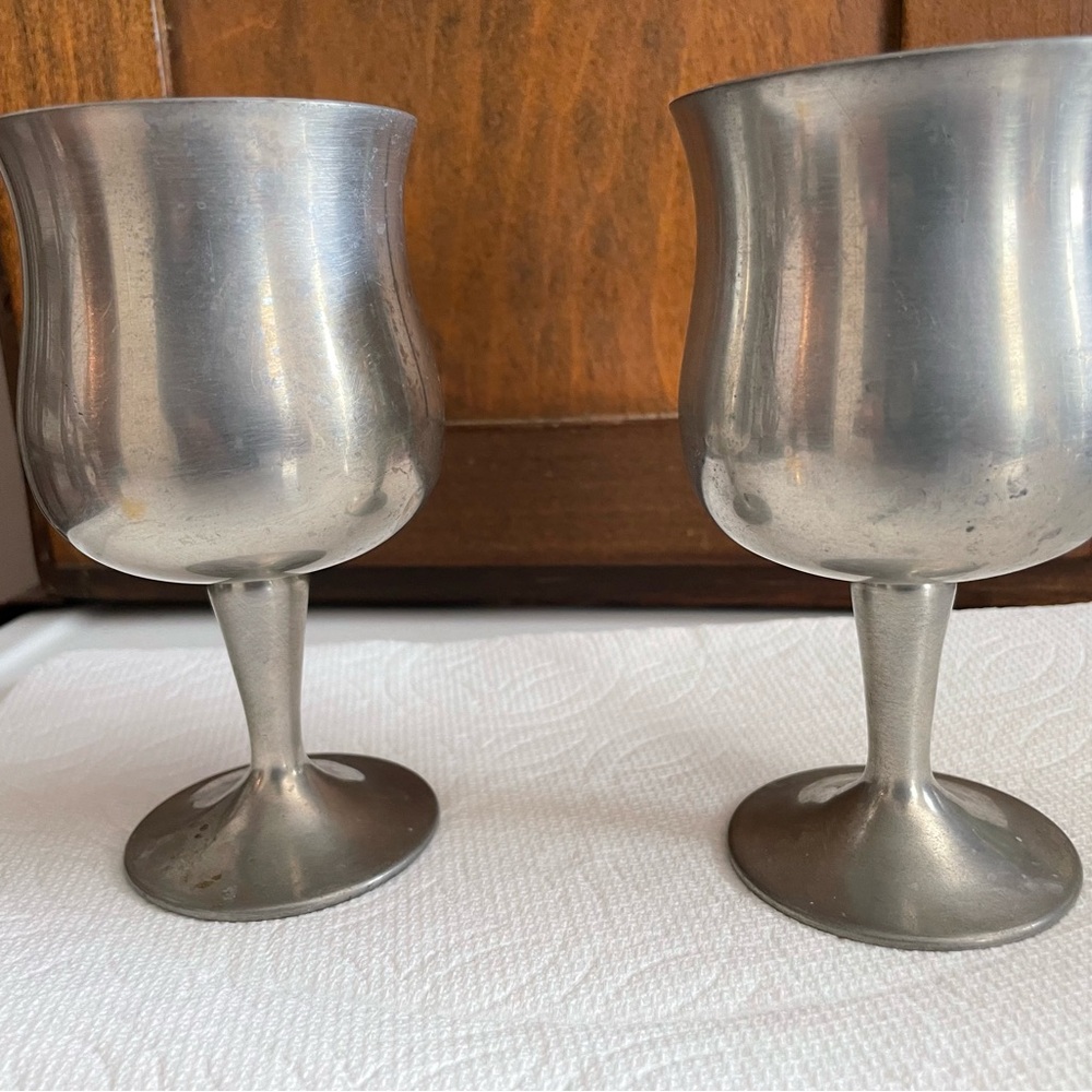 Vintage Pewter Goblet Pair